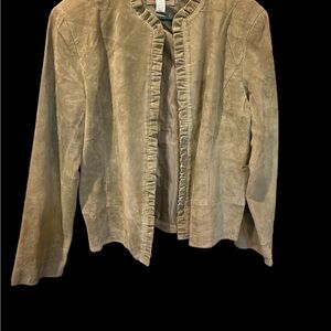 Chico's Olive Green 100% Leather/ Suede Blazer